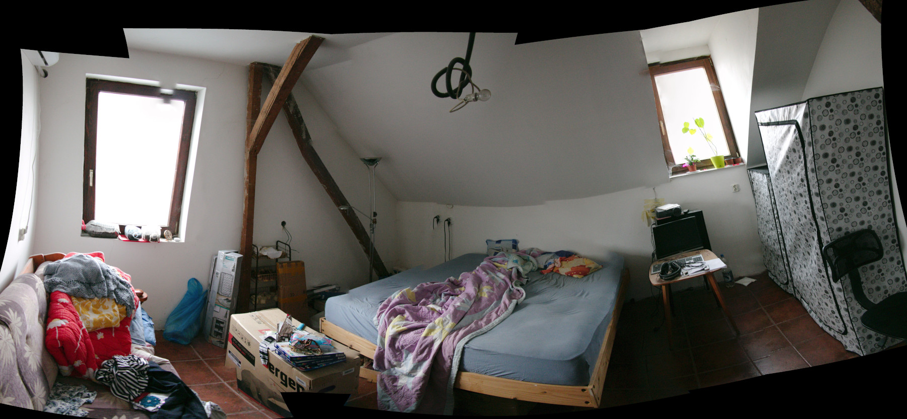 An autostitch of our bedroom upstairs.